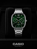 Quartz Classic Watch For Men & Women Green & Silver